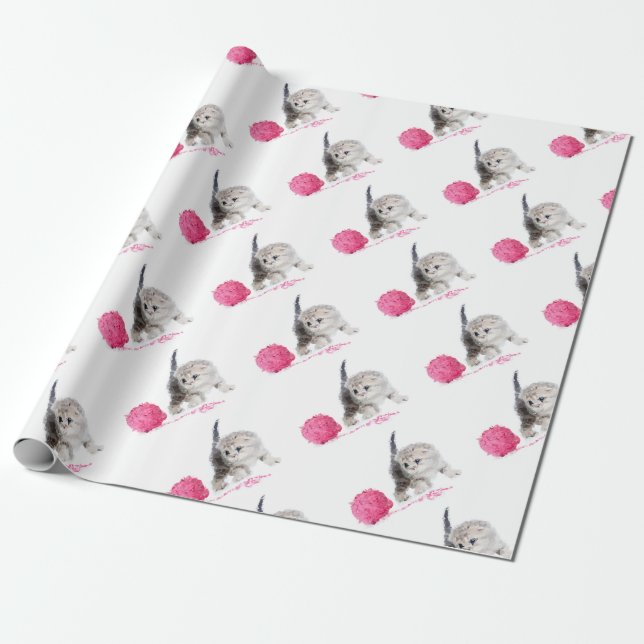 Chaton drôle adorable Low Poly mignon Presentpapper (Utrullad)