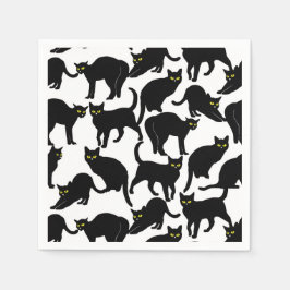 Chats Noirs sur Fond Blanc Pappersservett