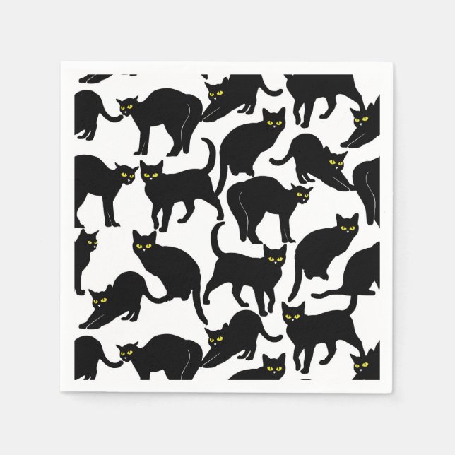 Chats Noirs sur Fond Blanc Pappersservett (Framsidan)