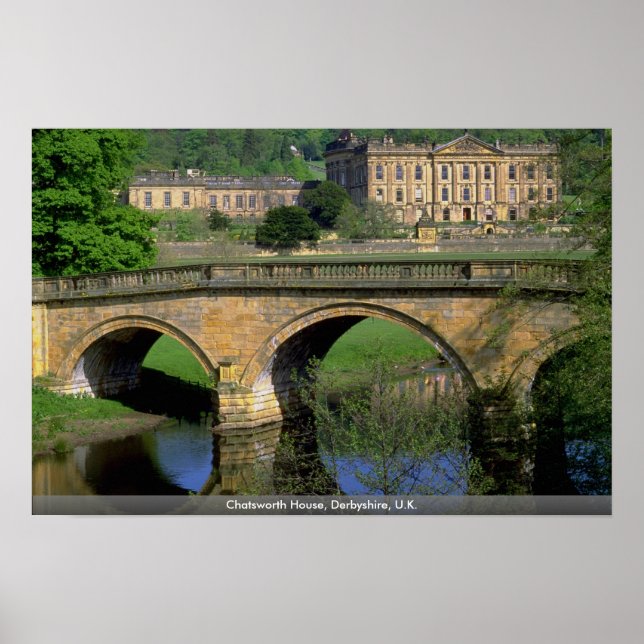 Chatsworth House, Derbyshire, Storbritannien Poster (Framsidan)