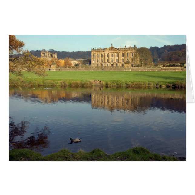 Chatsworth House i Derbyshire, England Hälsningskort (Framsidan Horizontal)
