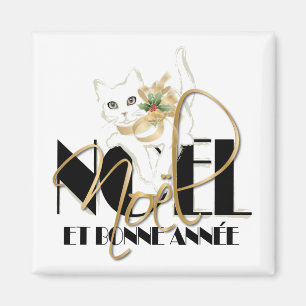 Chatta Blanc, Noël et Bonne Année Magnet