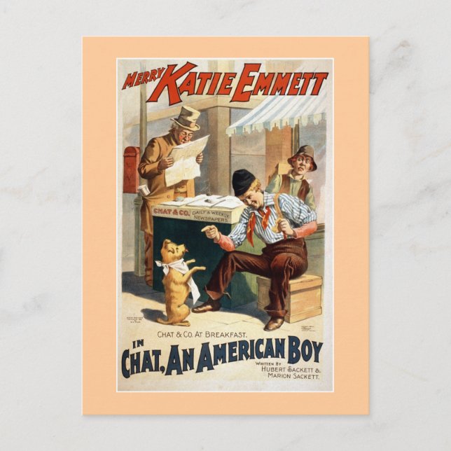 Chatta, en amerikansk Vintage-teater Poster. Vykort (Framsida)