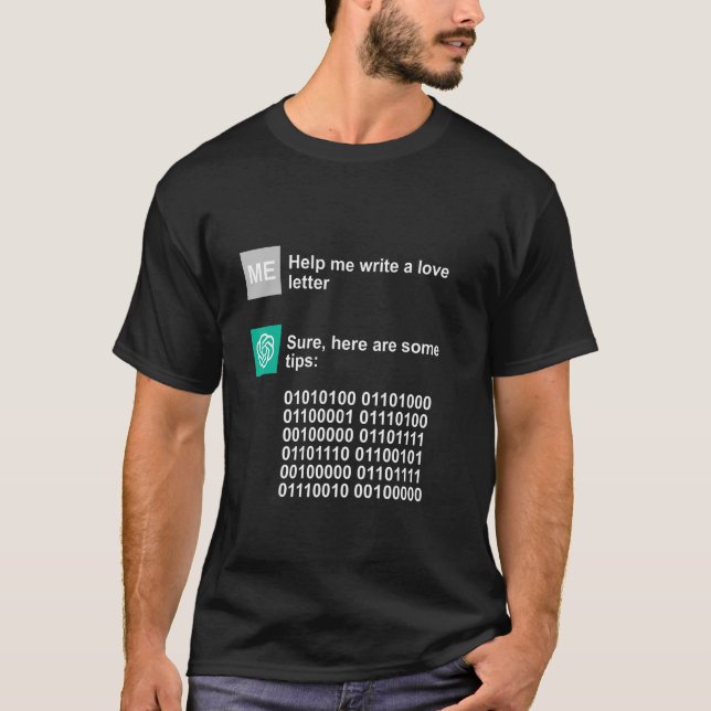 Chatta GPT Kärlek Advice Funny AI T Shirt (Framsida)