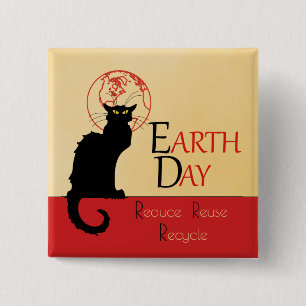 Chatta Noir Earth Day Reducera Återvinnan för åter Knapp