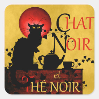 Chatta Noir et Thé Noir, Black Tea Fyrkantigt Klistermärke