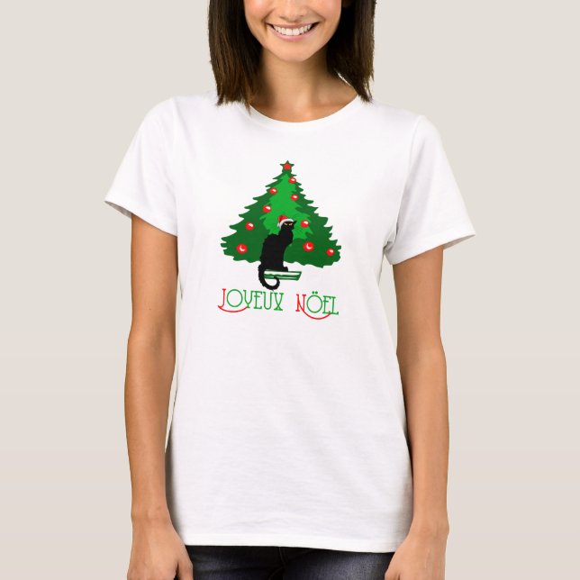 Chatta Noir Joyeux Noel Tee Shirt (Framsida)