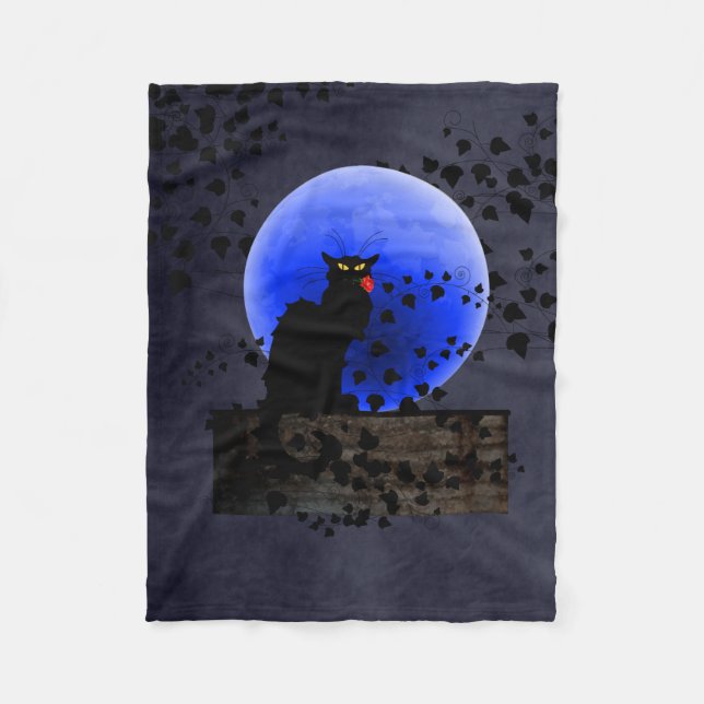 Chatta Noir med enkelt Röd ros Fleecefilt (Framsidan)