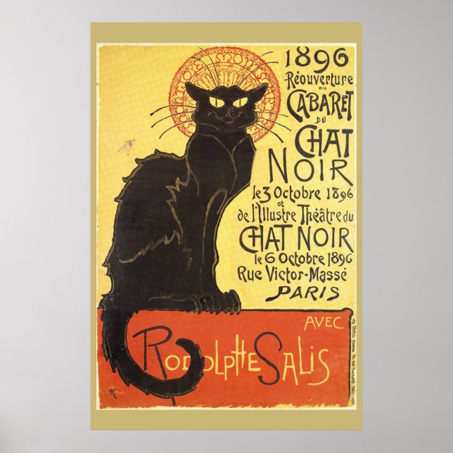 Chatta Noir Steinlen Belle Epoque Vintage Art Poster (Framsidan)