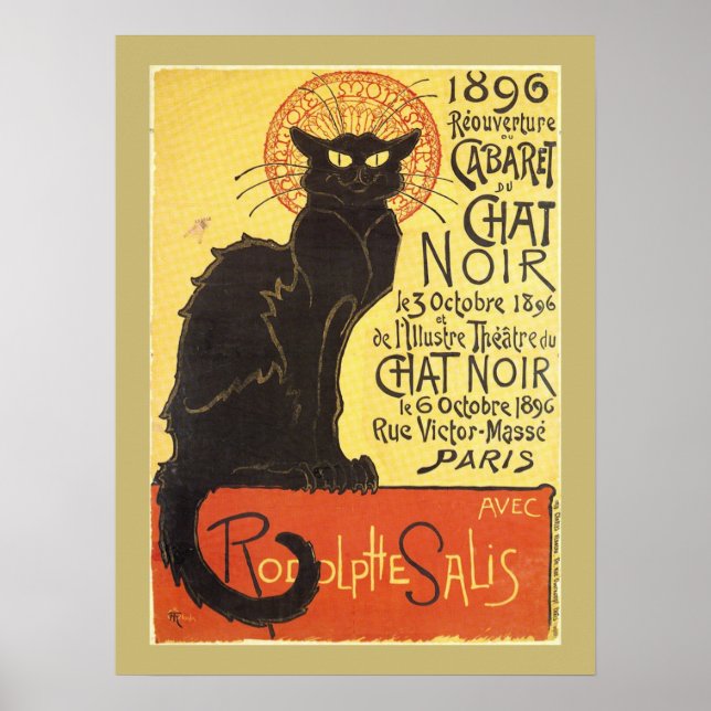 Chatta Noir Steinlen Belle Epoque Vintage Art Poster (Framsidan)