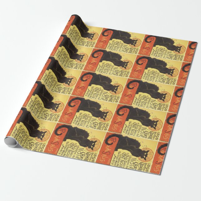 Chatta Noir Steinlen Belle Epoque Vintage Art Presentpapper (Utrullad)