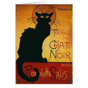 Chatta Noir - svart katt Hälsningskort