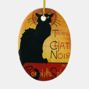 Chatta Noir - svart katt Julgransprydnad Keramik