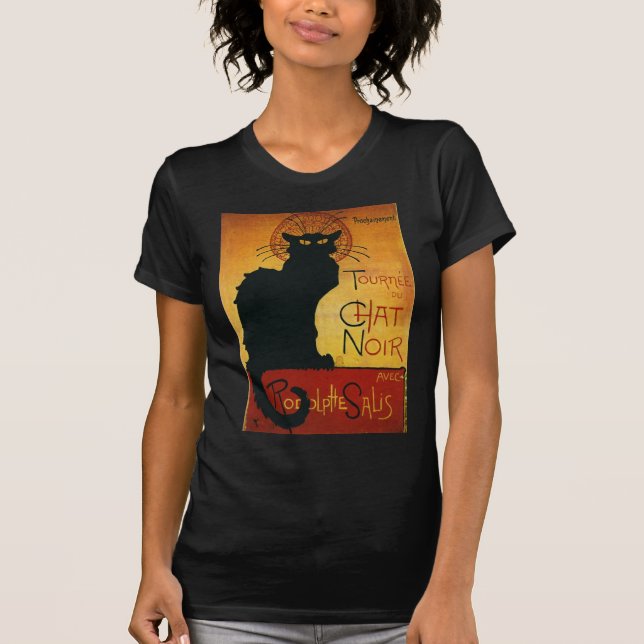 Chatta Noir - svart katt T Shirt (Framsida)