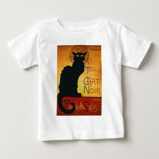 Chatta Noir - svart katt T Shirt (Framsida)