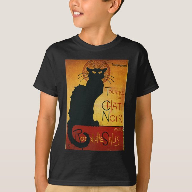 Chatta Noir - svart katt T Shirt (Framsida)