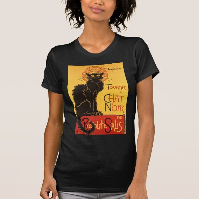 Chatta Noir - svart katt T Shirt (Framsida)