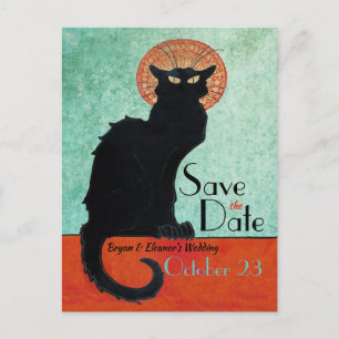 Chatta Noir Vintage Fransk Cat Blue Spara datum Vykort