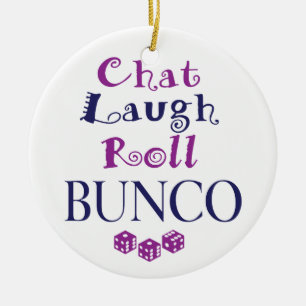 chatta skratt, rulle - bunco julgransprydnad keramik