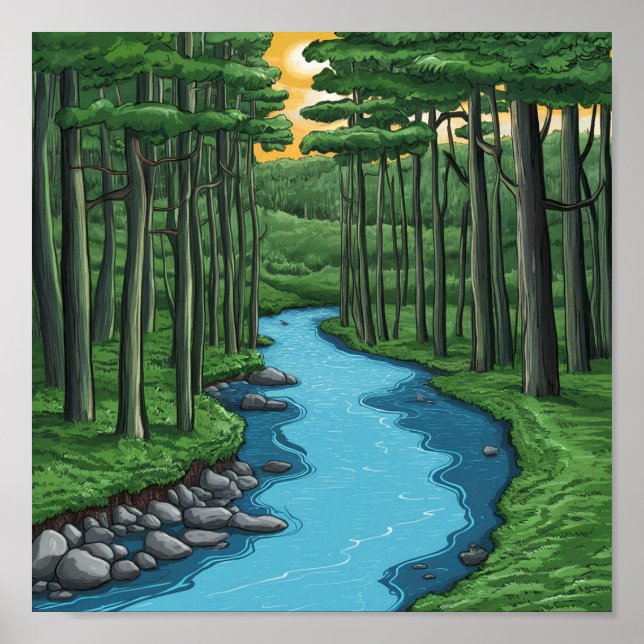 Chattahoochee River Georgia Painting Poster (Framsidan)