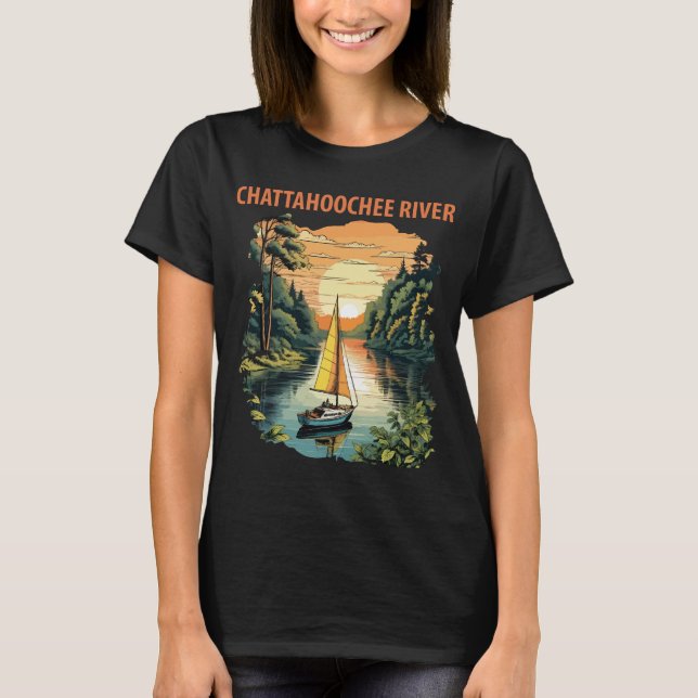 Chattahoochee River Georgia Retro Resa T Shirt (Framsida)