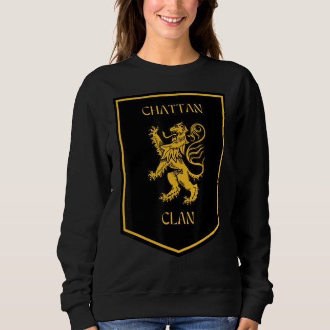 Chattan Klan Scottish Lejon Badge T Shirt (Framsida)