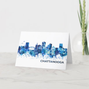 Chattanoga Tennessee Skyline Blue Helgkort