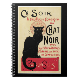 ChattaNoir~Black katt Anteckningsbok Med Spiral