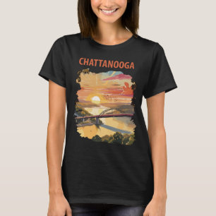 Chattanooga Bridge Solnedgång Orange Resa T-Shirt