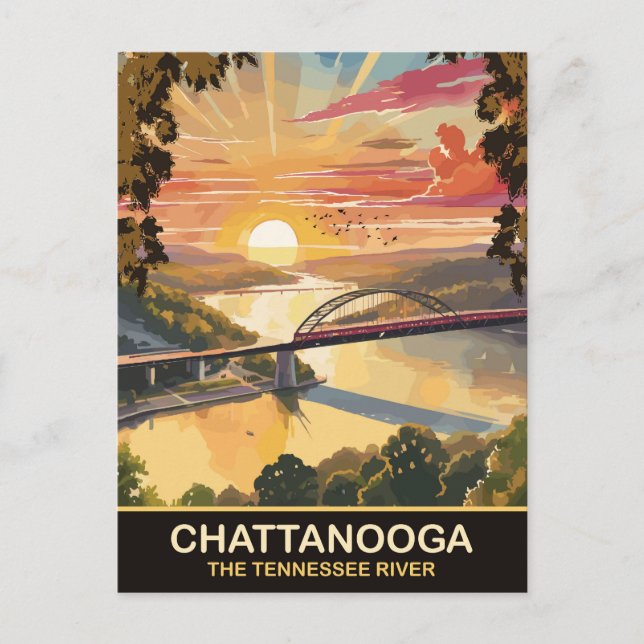 Chattanooga Bridge, Tennessee River, Travel Vykort (Framsida)