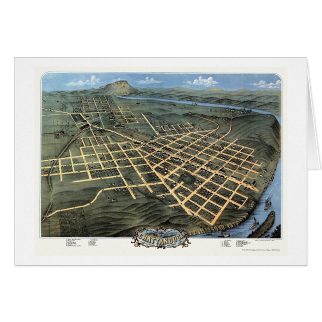 Chattanooga panorama- karta för TN - 1871 Hälsningskort (Framsidan Horizontal)