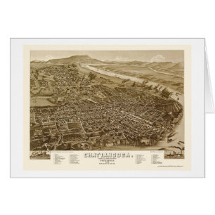Chattanooga panorama- karta för TN - 1886 Hälsningskort
