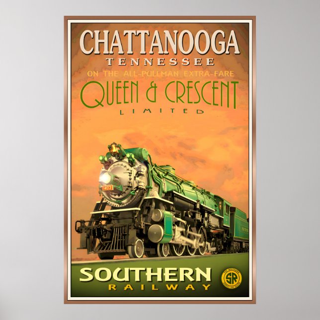 Chattanooga QUEEN & CRESCENT Limited Railway Poster (Framsidan)