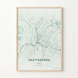 Chattanooga Skogskarta Affisch Väggkonst Present