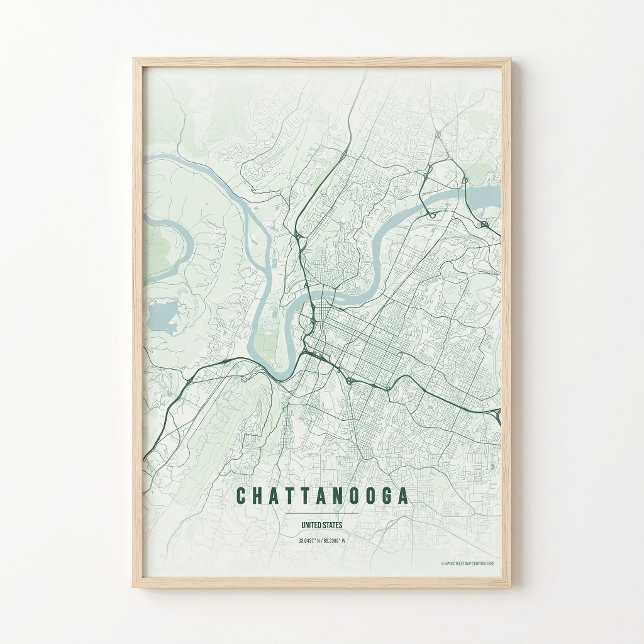 Chattanooga Skogskarta Affisch Väggkonst Present (Skapare uppladdad)