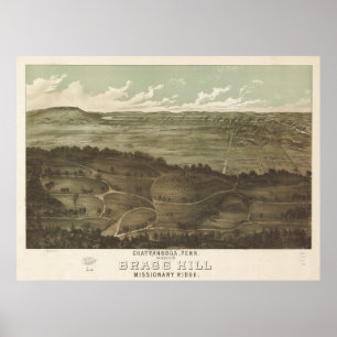 Chattanooga Tennessee 1887 Antique Panoramic Karta Poster