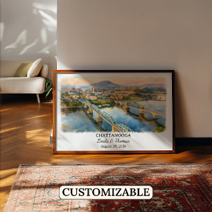 Chattanooga Tennessee Affisch, Akvarell, Anpassad Poster