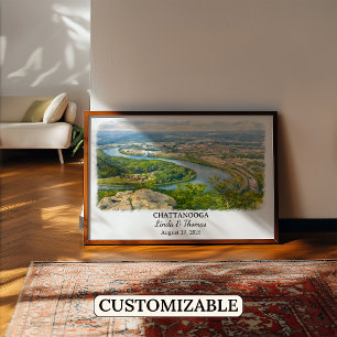 Chattanooga Tennessee Affisch, Akvarell, Anpassad Poster