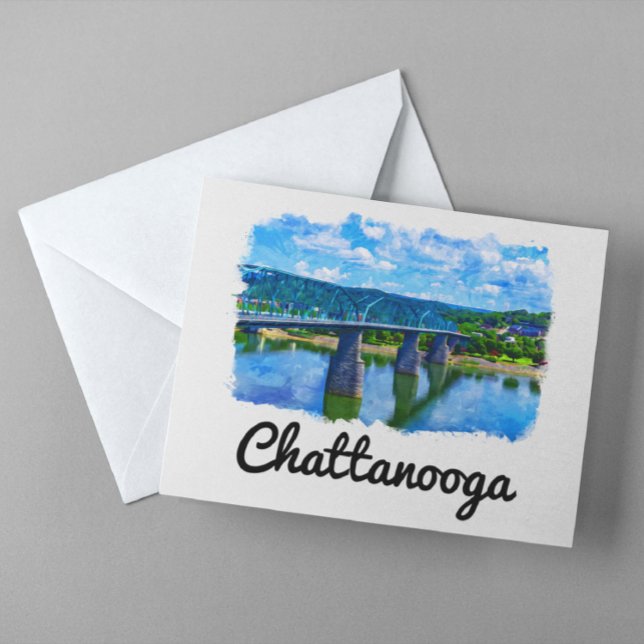 Chattanooga Tennessee Akvarell  Vykort (Chattanooga Travel Postcard)