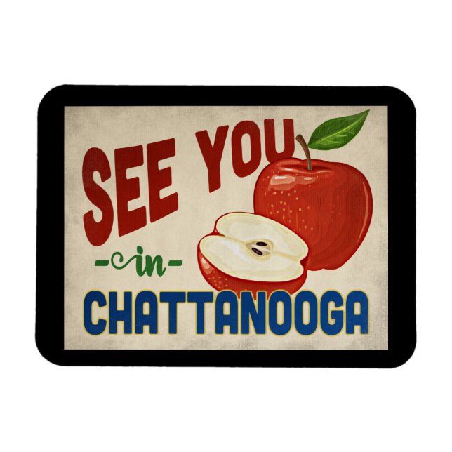 Chattanooga Tennessee Apple - Vintage resor Magnet (Horisontell)