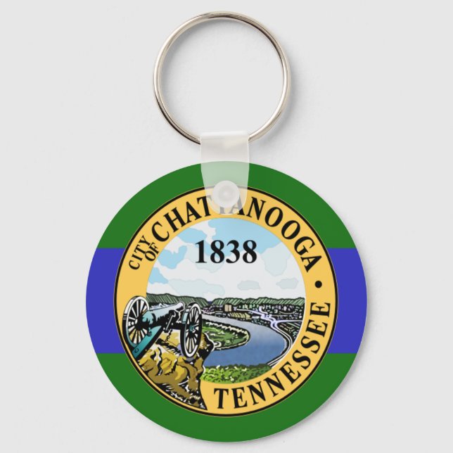 Chattanooga (Tennessee) City flagga Keychain Nyckelring (Framsida)