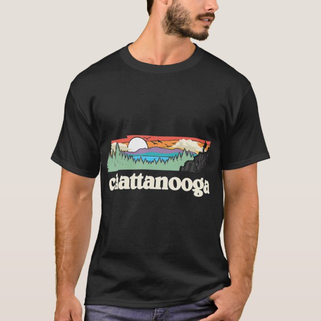 Chattanooga Tennessee Exdoor Retro Nature T Shirt (Framsida)