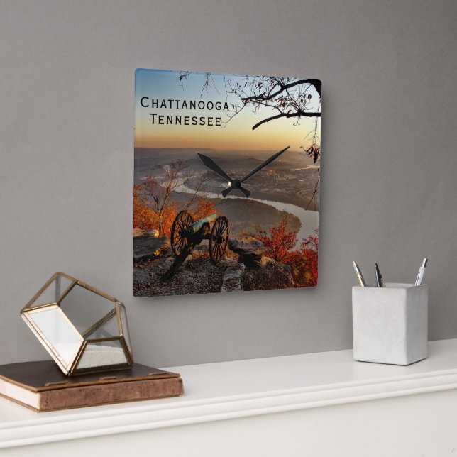Chattanooga Tennessee från Lookout Mountain Square Fyrkantig Klocka (Kontor)