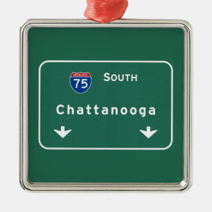 Chattanooga Tennessee Interstate huvudvägmotorvä Julgransprydnad Metall