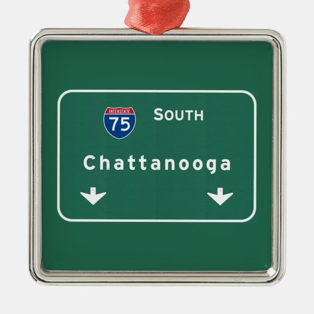 Chattanooga Tennessee Interstate huvudvägmotorväg: Julgransprydnad Metall (Framsidan)