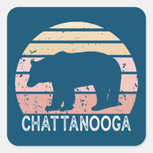 Chattanooga Tennessee Retro Bear Fyrkantigt Klistermärke