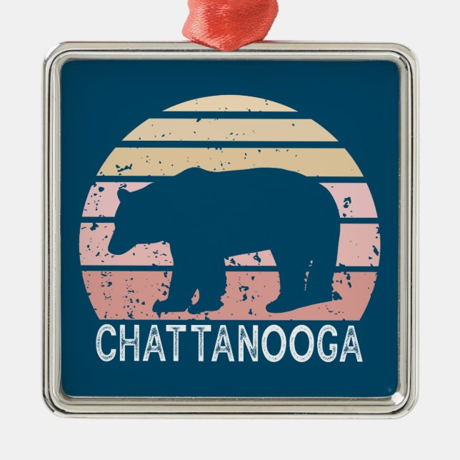 Chattanooga Tennessee Retro Bear Julgransprydnad Metall (Framsidan)