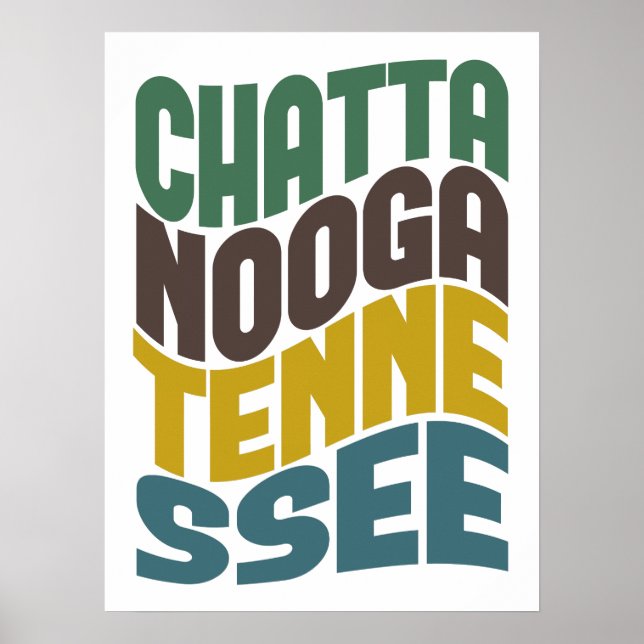 Chattanooga Tennessee Retro Wave Poster (Framsidan)