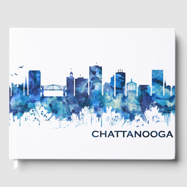 Chattanooga Tennessee Skyline Blue Gästböcker (Framsida)