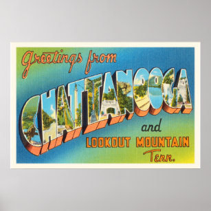 Chattanooga Tennessee TN Vintage resor Souvenir Poster